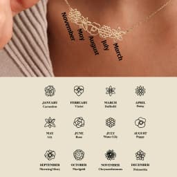 Dainty Birth Flower Necklace For Women 18K Gold Birth Flower Bouquet Necklaces Personalized Family Gift Mothers Day Gifts