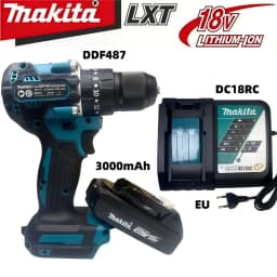 Makita DDF487 10mm Brushless 18V 3.0Ah Li-ion Cordless Drill, High Torque Electric Screwdriver With Makita 18V Battery