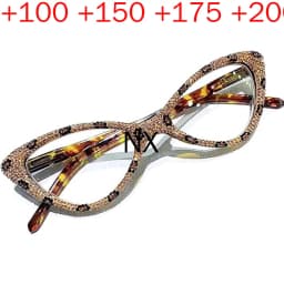 mincl Cat Eye Crystal Rhinestone Reading Glasses for Women Sparkling Eyewear Frames Female Trendy bling Diamond Reader NX