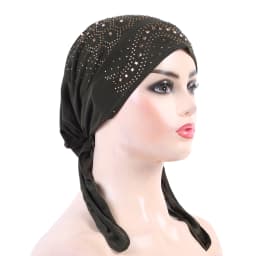 H088 Fashion Turban Hijab with Many Stones Muslim Hijab Scarf Islamic Headscarf Hat Amira Pull on Headwrap