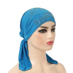 H088 Fashion Turban Hijab with Many Stones Muslim Hijab Scarf Islamic Headscarf Hat Amira Pull on Headwrap