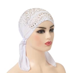H088 Fashion Turban Hijab with Many Stones Muslim Hijab Scarf Islamic Headscarf Hat Amira Pull on Headwrap