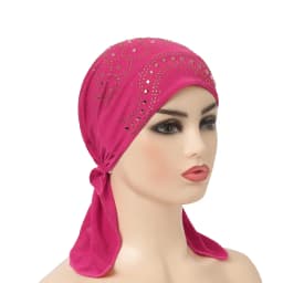 H088 Fashion Turban Hijab with Many Stones Muslim Hijab Scarf Islamic Headscarf Hat Amira Pull on Headwrap