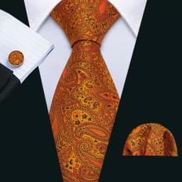 Designer Tie for Mens Gold Silver Paisley Necktie Pocket Square Cufflinks Set Wedding Gift Elegant Corbatas 6235