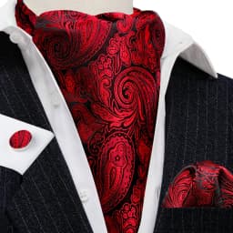 Barry.Wang Jacqaurd Silk Men Ascot Cravat Tie Floral Paisley For Male with Hanky Cufflinks 60 Colors Wedding Party Events Gift
