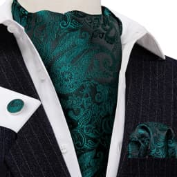 Barry.Wang Jacqaurd Silk Men Ascot Cravat Tie Floral Paisley For Male with Hanky Cufflinks 60 Colors Wedding Party Events Gift
