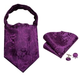 Barry.Wang Jacqaurd Silk Men Ascot Cravat Tie Floral Paisley For Male with Hanky Cufflinks 60 Colors Wedding Party Events Gift