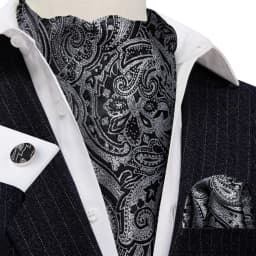 Barry.Wang Jacqaurd Silk Men Ascot Cravat Tie Floral Paisley For Male with Hanky Cufflinks 60 Colors Wedding Party Events Gift