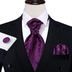 Barry.Wang Jacqaurd Silk Men Ascot Cravat Tie Floral Paisley For Male with Hanky Cufflinks 60 Colors Wedding Party Events Gift