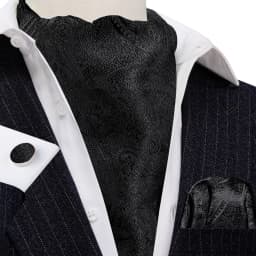 Barry.Wang Jacqaurd Silk Men Ascot Cravat Tie Floral Paisley For Male with Hanky Cufflinks 60 Colors Wedding Party Events Gift