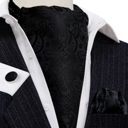 Barry.Wang Jacqaurd Silk Men Ascot Cravat Tie Floral Paisley For Male with Hanky Cufflinks 60 Colors Wedding Party Events Gift