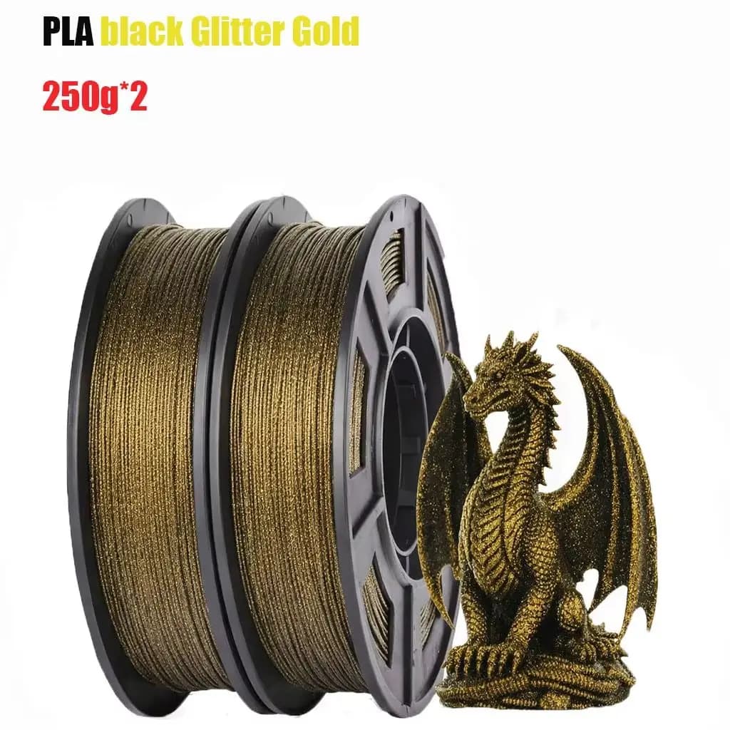 Galaxy Glitter 3D Printer Filament 1.75mm Black Glitter Gold PLA 250g/500g Spool for 3D Printing