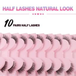 Half Eyelashes, Natural Appearance 10 Pairs of Thick Cat Eyelashes 10mm Wispy Eyelashes with Short False Eyelashes 3D04-10F