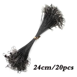 Aorace 20PCS Anti Bite Steel Fishing Line Steel Wire Leader With Swivel Fishing Accessory Lead Core Leash Fishing Wire 15CM-50CM