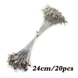 Aorace 20PCS Anti Bite Steel Fishing Line Steel Wire Leader With Swivel Fishing Accessory Lead Core Leash Fishing Wire 15CM-50CM