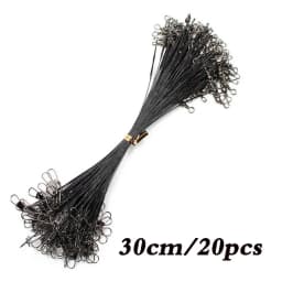 Aorace 20PCS Anti Bite Steel Fishing Line Steel Wire Leader With Swivel Fishing Accessory Lead Core Leash Fishing Wire 15CM-50CM
