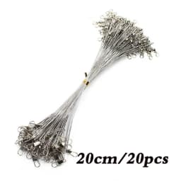 Aorace 20PCS Anti Bite Steel Fishing Line Steel Wire Leader With Swivel Fishing Accessory Lead Core Leash Fishing Wire 15CM-50CM