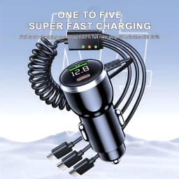 230W Car Charger 5 Ports Fast Charge PD QC3.0 USB C Car Phone Charger Type C Adapter in Car For iphone Samsung Huawei Xiaomi