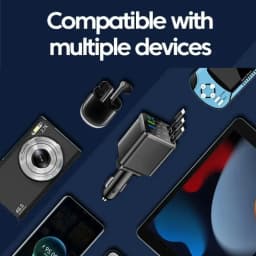 120W Car Charger with Roof Starlight Fast Charging Retractable Cable & 2 Charging Ports Voltage Phone Charger For IOS Android