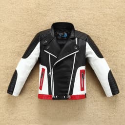 Handsome Cool Design Boys Leather Motor Jacket For Autumn Spring Kids Warm Coat Bomber Baby Toddler Winter Clothes 2-12 years