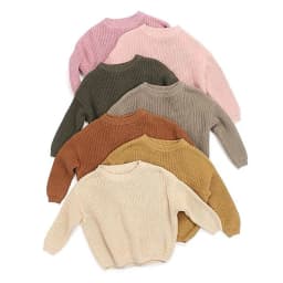 Autumn Winter Newborn Baby Girl Boy Knitted Long Sleeve Sweater Solid Loose Pullover Casual Tops Children Sweater Kids Clothes