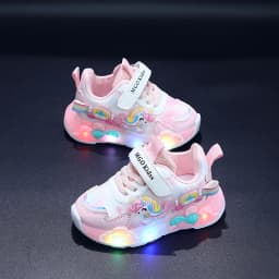 Mgo Kidss New Spring and Autumn Girls' Shoes, Light-Up Shoes, Flashing Shoes, Rainbow Pony Shoes, Kidsren's Sports Shoes, Girls' Soft-Soled Shoes, Running Shoes, Pink Shoes, Princess Kidsren's Shoes, Suitable for Ages 1-3-6, Christmas/Halloween Gifts