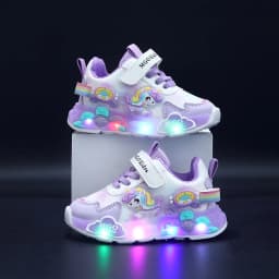 Mgo Kidss New Spring and Autumn Girls' Shoes, Light-Up Shoes, Flashing Shoes, Rainbow Pony Shoes, Kidsren's Sports Shoes, Girls' Soft-Soled Shoes, Running Shoes, Pink Shoes, Princess Kidsren's Shoes, Suitable for Ages 1-3-6, Christmas/Halloween Gifts