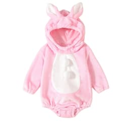 Suefunskry Baby Boys Girls Animal Costume Flannel Rabbit Costume Role Play Hooded Long Sleeve Pajamas Rompers Cosplay Jumpsuits