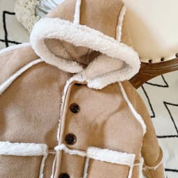 2025 Winter New Children Warm Lamb Fleece Coat Baby Vintage Hooded Jacket Plus Velvet Thick Boys Girls Cotton Padded Jacket