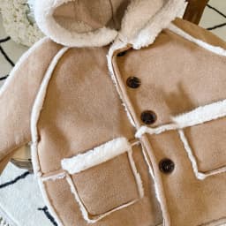 2025 Winter New Children Warm Lamb Fleece Coat Baby Vintage Hooded Jacket Plus Velvet Thick Boys Girls Cotton Padded Jacket