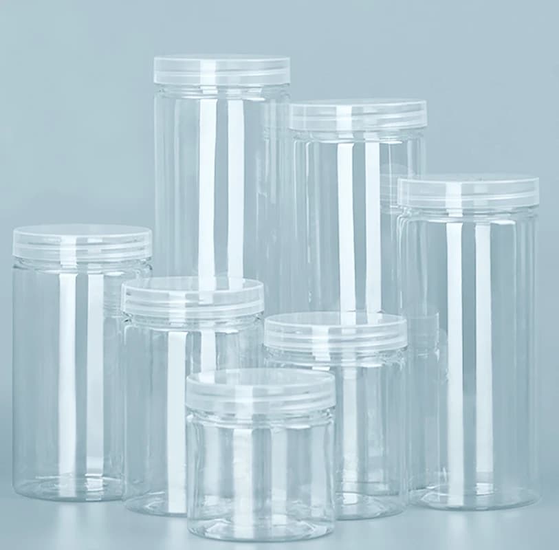 1PC Plastic Packing Bottle PET Clear Empty Seal Bottle Circular Bucket Storage Biscuit Jar Food Grade Sealed Cans Tank Container