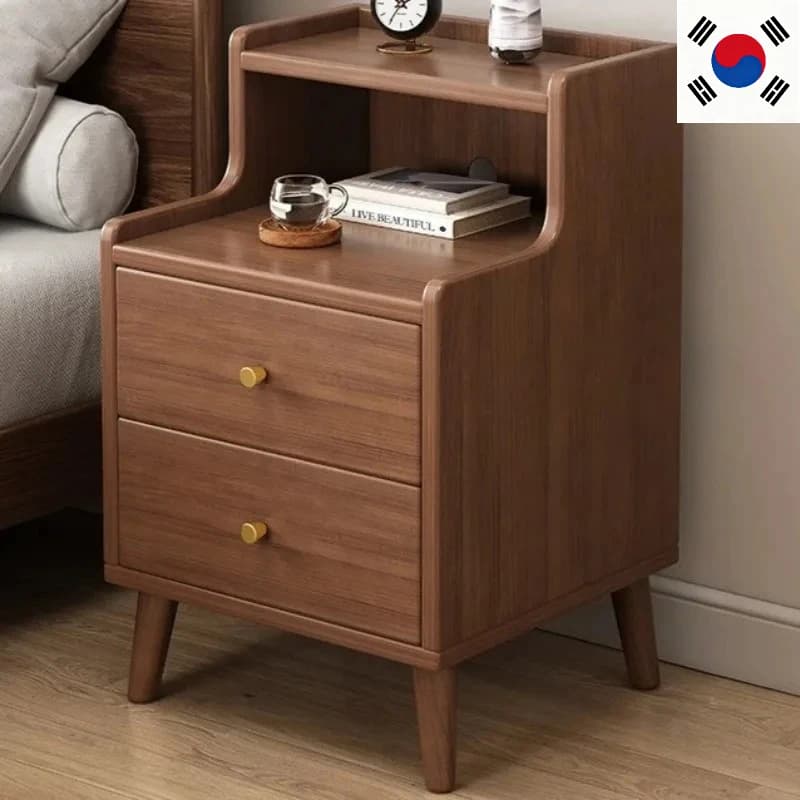 Modern New Chinese Style Nightstand - Narrow Solid Wood Bedside Table with Storage Drawer, Minimalist Bedroom Furniture