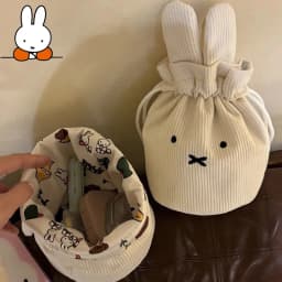 @2026 Miffy Kawaii Corduroy Bundle Pocket Cute Portable Large Capacity Storage Bag Makeup Bag Drawstring Handbag Cute Gift Toy