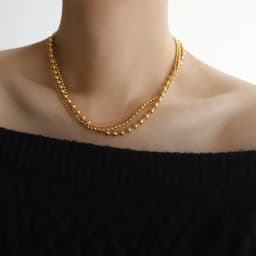RHYSONG 316L Stainless Steel With 18K Gold Plated PVD Unique Layered Beads Chain Necklace For Women Fashion Gold Silver Jewelry
