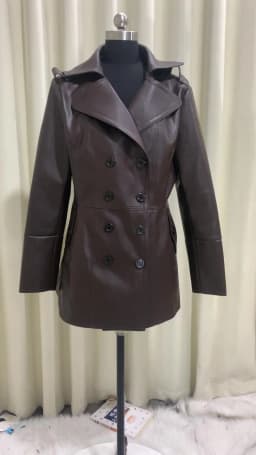 Mauroicardi Spring Fitted Black Skirted Soft Faux Leather Blazer Jacket Women Double Breasted Elegant Luxury Designer Clothes