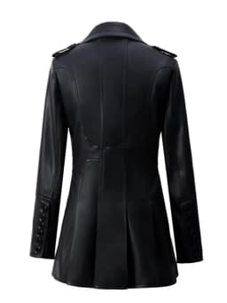 Mauroicardi Spring Fitted Black Skirted Soft Faux Leather Blazer Jacket Women Double Breasted Elegant Luxury Designer Clothes