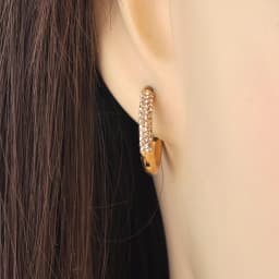 Lokaer Fashion 316L Stainless Steel Rhinestone Hoop Earrings 18K PVD Gold Plated Handmade Daily Jewelry for Women Girls E24216