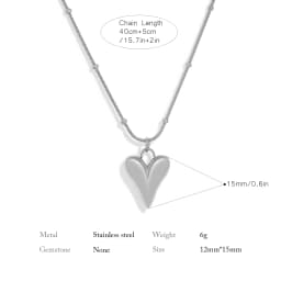 UHBINYCA Minimalism Smooth Stainless Steel Heart Waterproof Necklace Pendant for Women 18k Gold Plated Jewelry