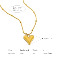 UHBINYCA Minimalism Smooth Stainless Steel Heart Waterproof Necklace Pendant for Women 18k Gold Plated Jewelry