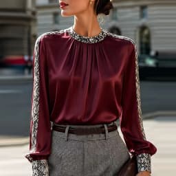 Satin Long Sleeve Shirt Women Elegant Slik Tops Female Solid Color Office Blouse For Women Spring Autumn Pullover