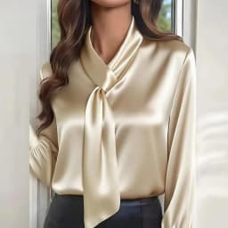 Satin Long Sleeve Shirt Women Elegant Slik Tops Female Solid Color Office Blouse For Women Spring Autumn Pullover