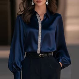 Satin Long Sleeve Shirt Women Elegant Slik Tops Female Solid Color Office Blouse For Women Spring Autumn Pullover