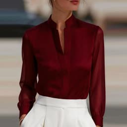Satin Long Sleeve Shirt Women Elegant Slik Tops Female Solid Color Office Blouse For Women Spring Autumn Pullover