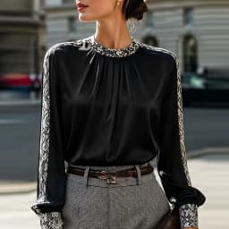 Satin Long Sleeve Shirt Women Elegant Slik Tops Female Solid Color Office Blouse For Women Spring Autumn Pullover