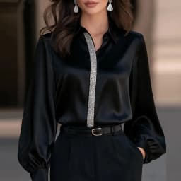 Satin Long Sleeve Shirt Women Elegant Slik Tops Female Solid Color Office Blouse For Women Spring Autumn Pullover