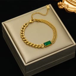 EILIECK 316L Stainless Steel Green Crystal Necklace Bracelet Earrings For Women Luxury Colorfast Jewelry 3-piece Set Gift Party