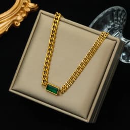 EILIECK 316L Stainless Steel Green Crystal Necklace Bracelet Earrings For Women Luxury Colorfast Jewelry 3-piece Set Gift Party