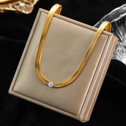 EILIECK 316L Stainless Steel Metal Fine Chain Bling Zirconia Necklace 18K Gold PVD Plated Waterproof Fashion Jewelry For Women