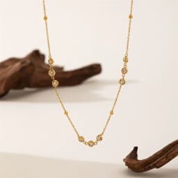 EILIECK 316L Stainless Steel Metal Fine Chain Bling Zirconia Necklace 18K Gold PVD Plated Waterproof Fashion Jewelry For Women