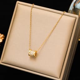 EILIECK 316L Stainless Steel Metal Fine Chain Bling Zirconia Necklace 18K Gold PVD Plated Waterproof Fashion Jewelry For Women